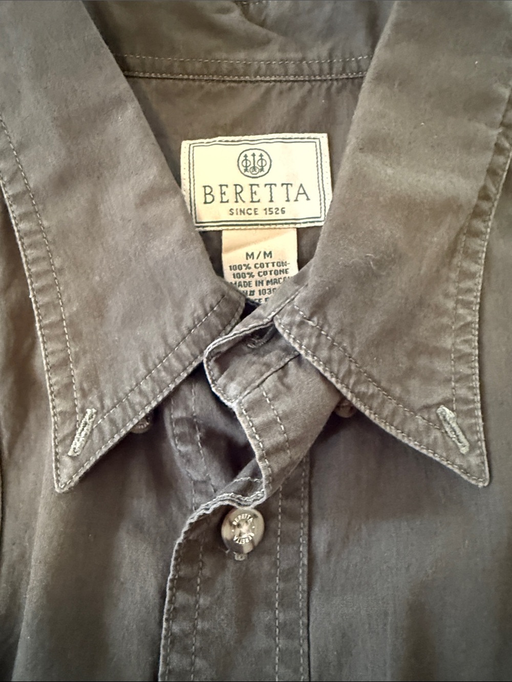 Beretta Olive Green Shooting Hunting Shirt Mesh Vent Cotton Men’s M